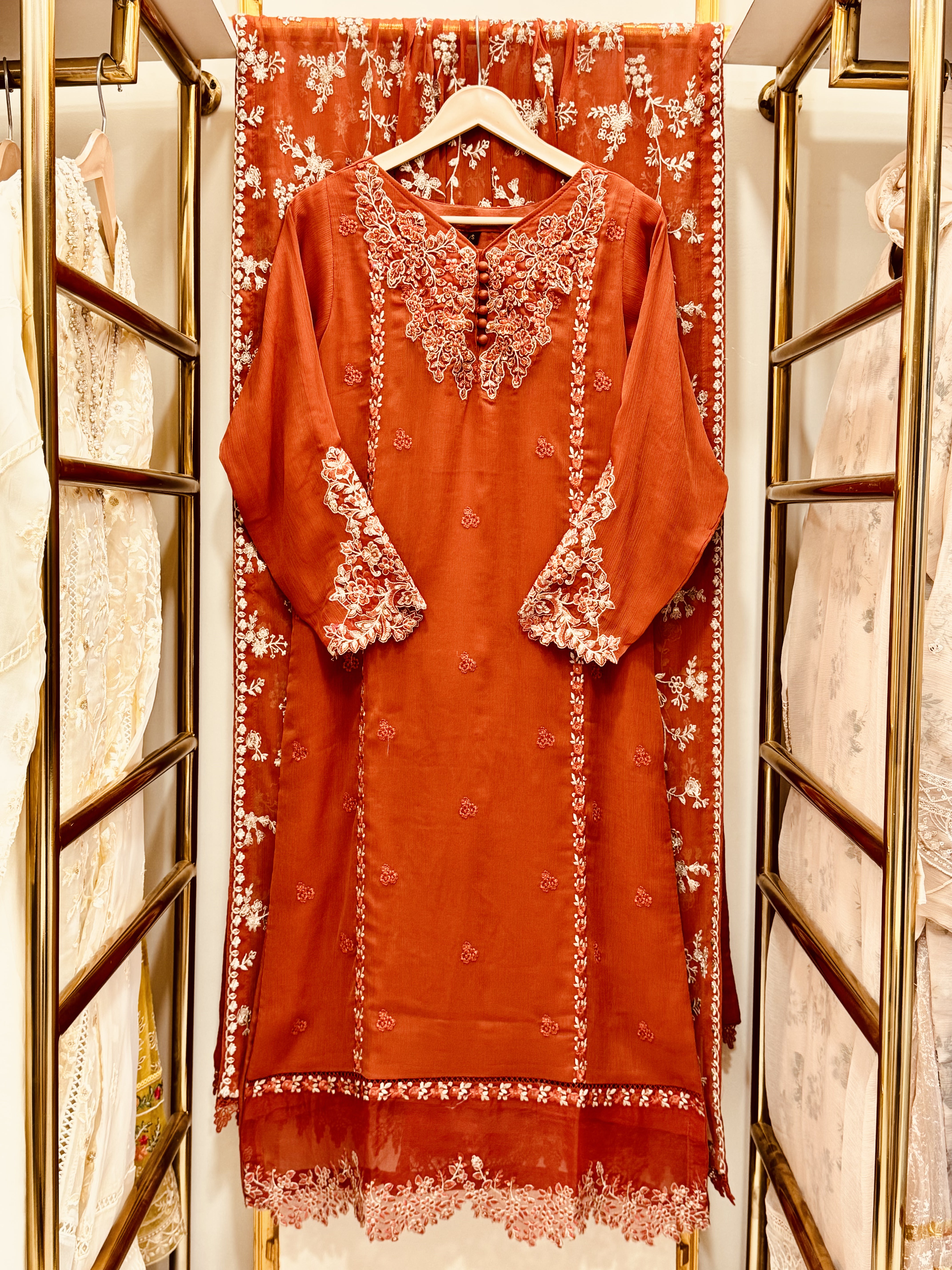 3 Piece Embroidered Chiffon Suit
