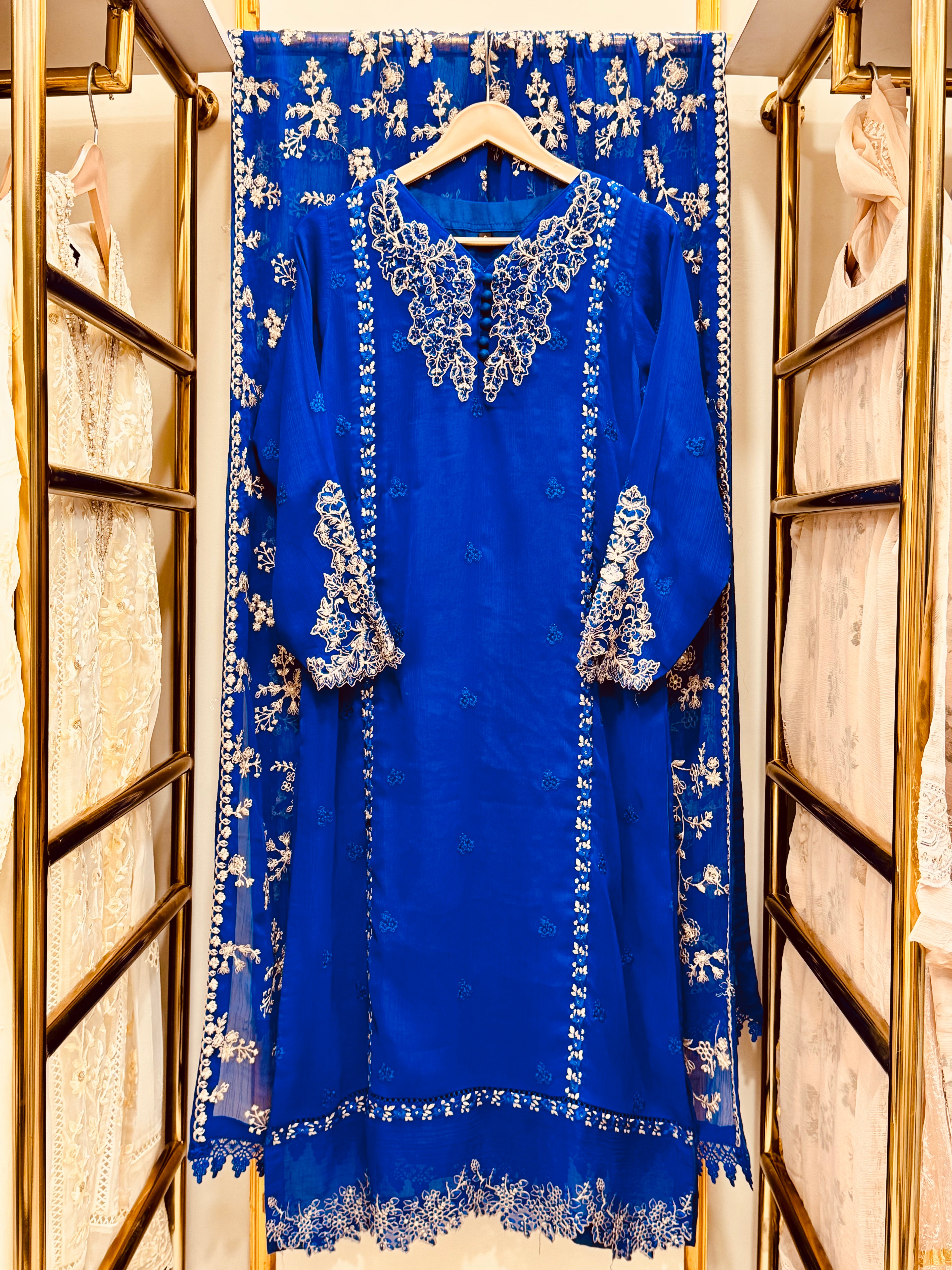 3 Piece Embroidered Chiffon Suit