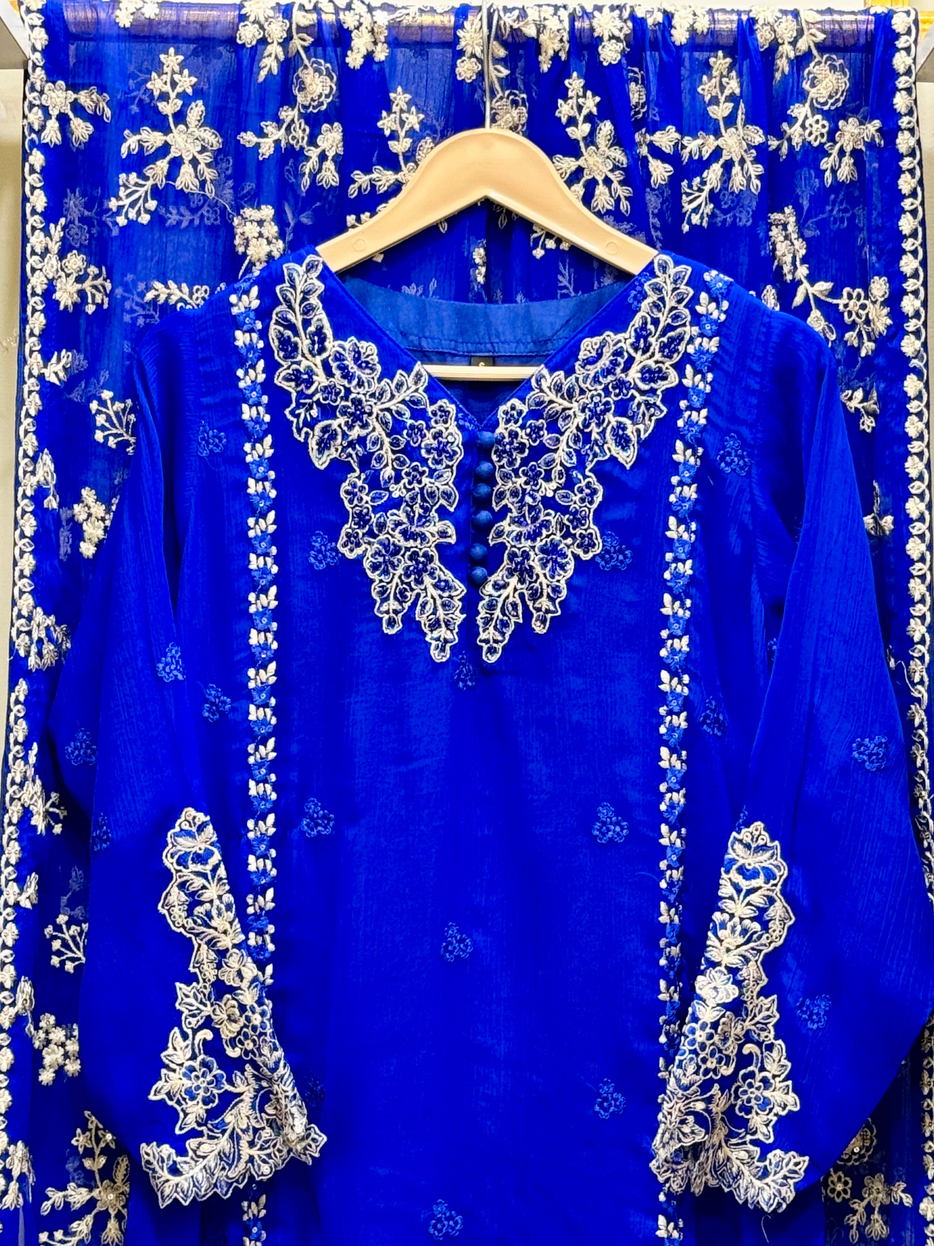 3 Piece Embroidered Chiffon Suit