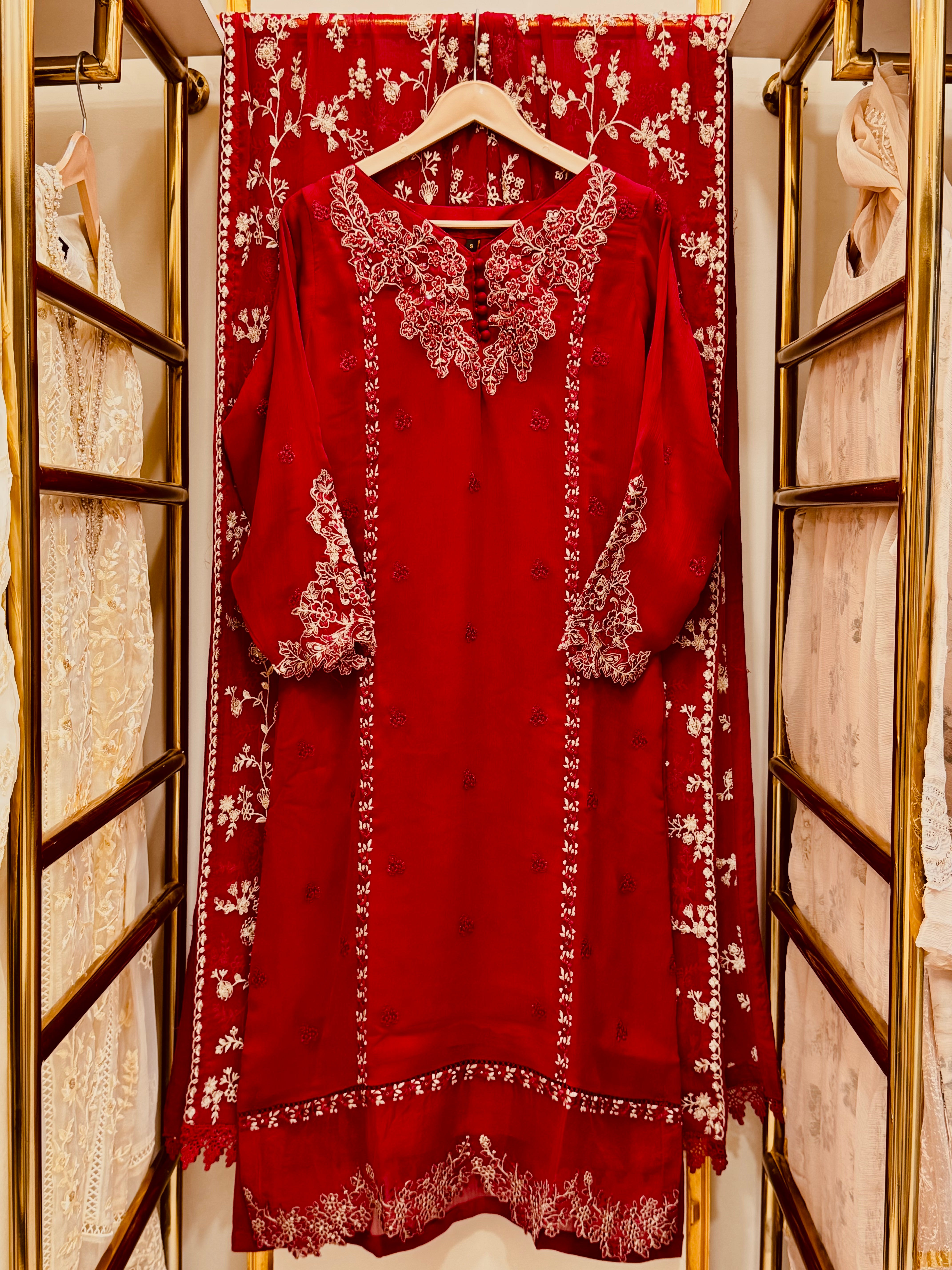 3 Piece Embroidered Chiffon Suit