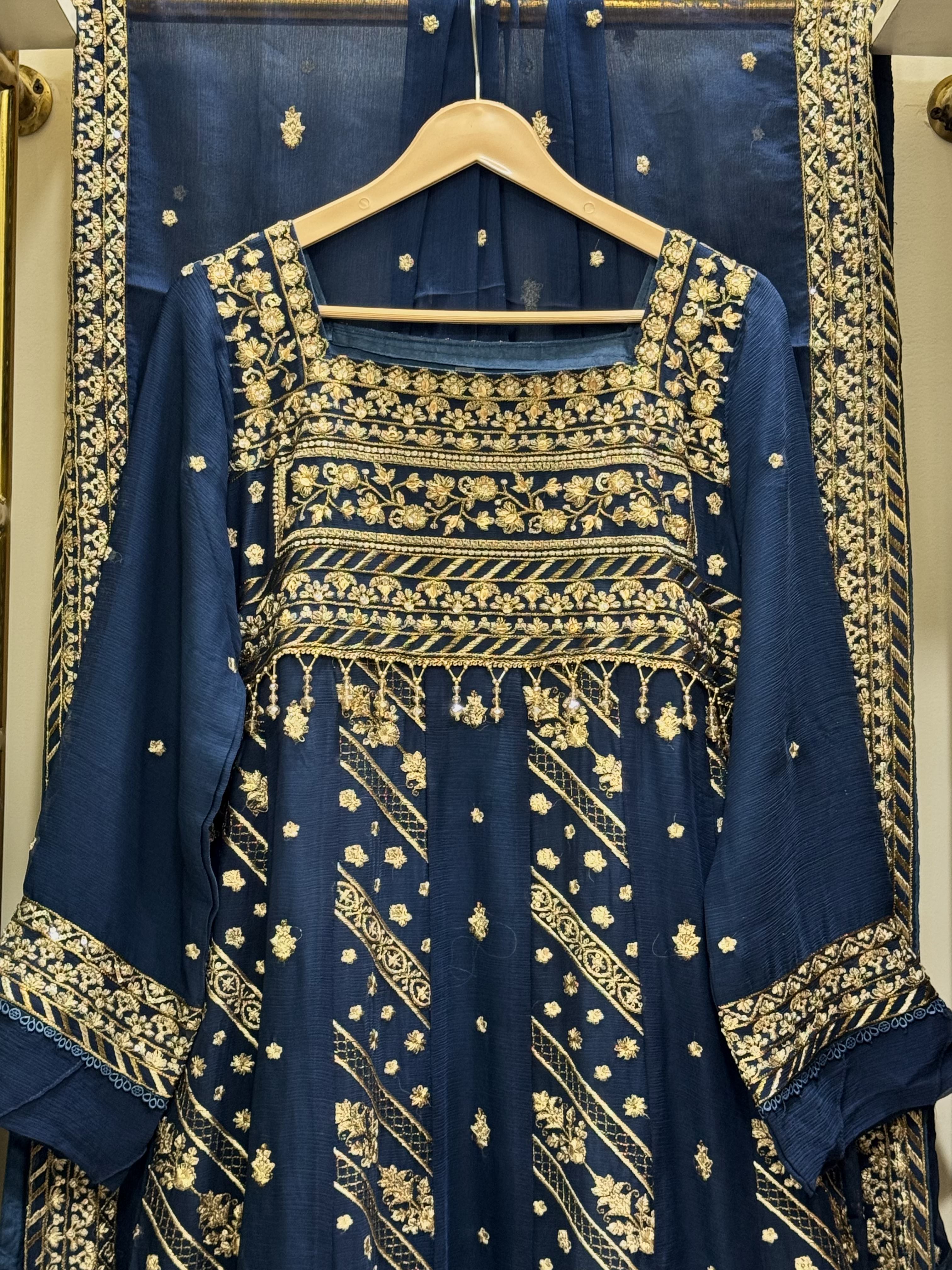 3 Piece Embroidered Chiffon Frock