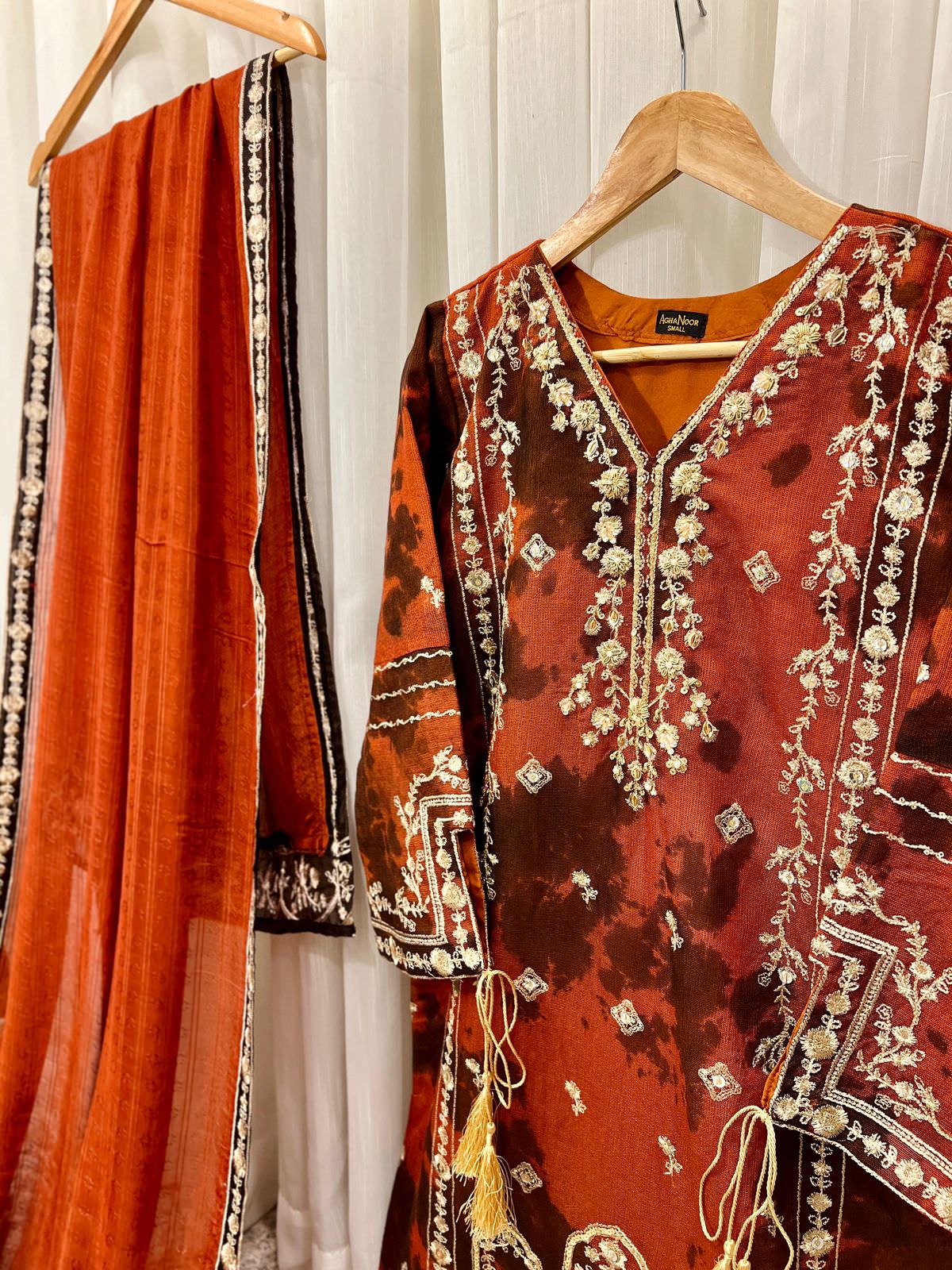 Cotton Net Embroidered Shirt & Dupatta