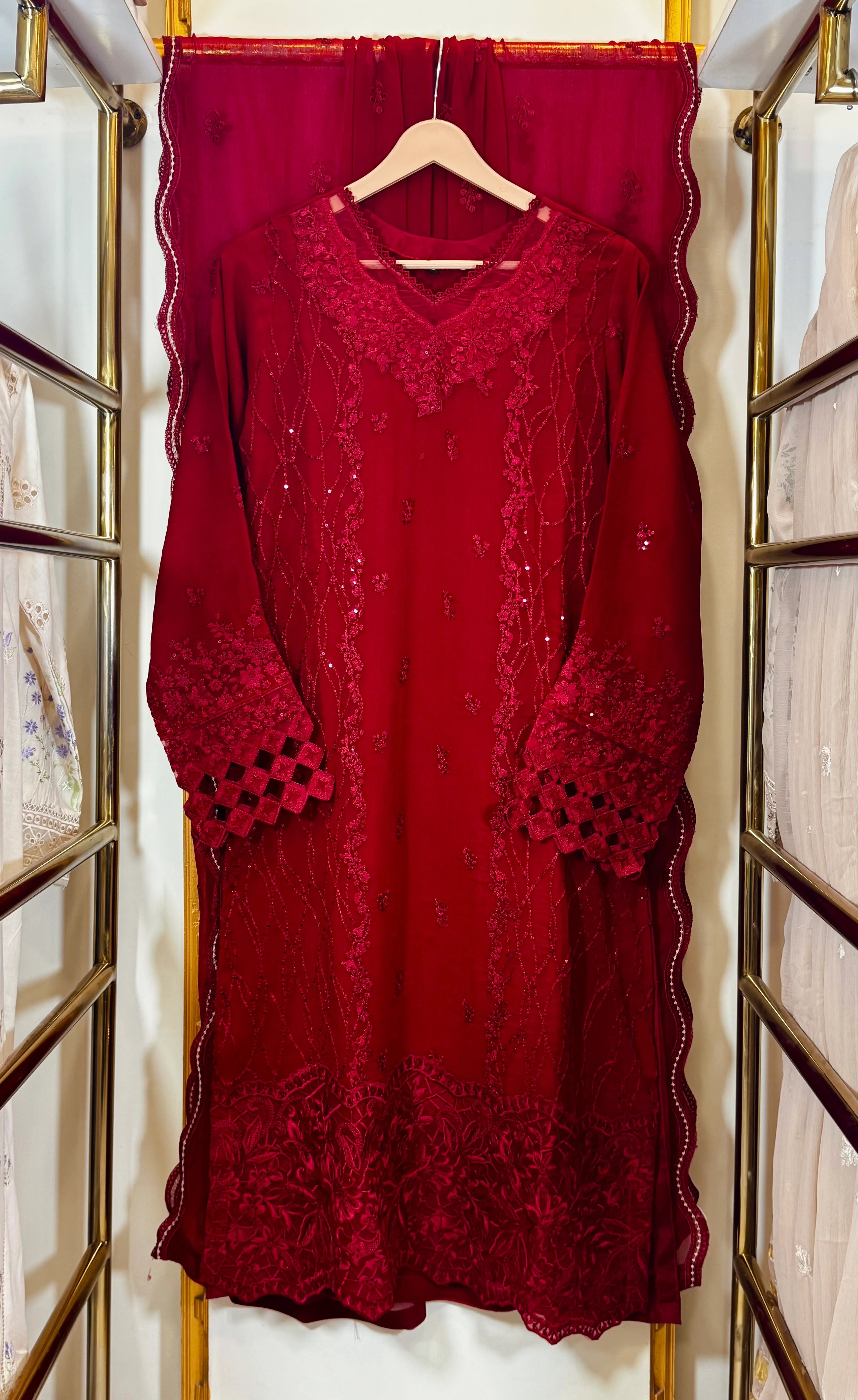 Luxury Chiffon Embroidered 3-Piece Suit