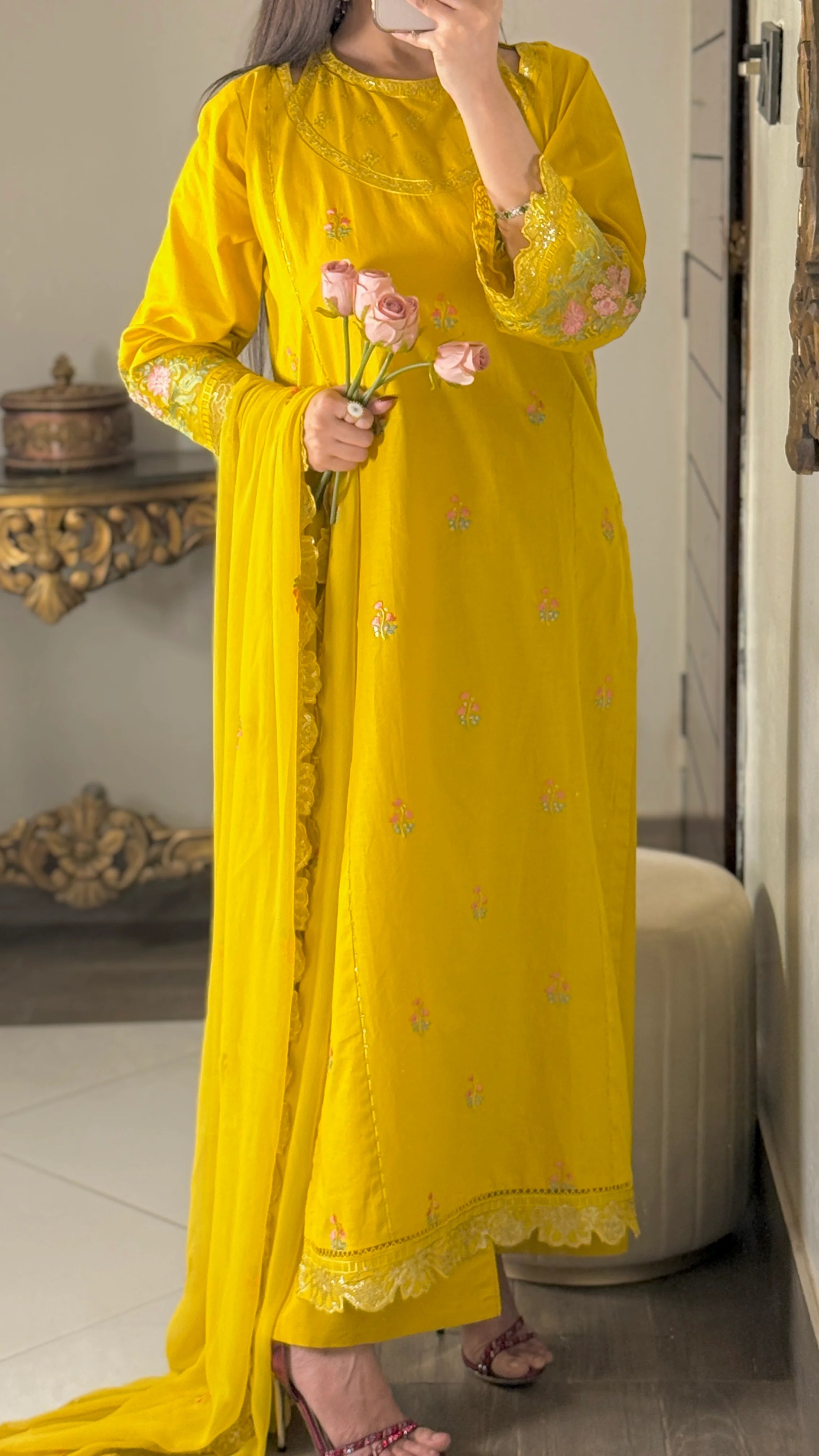 Noor-e-Zard – Eid Festive Embroidered Cotton 3-Piece Suit