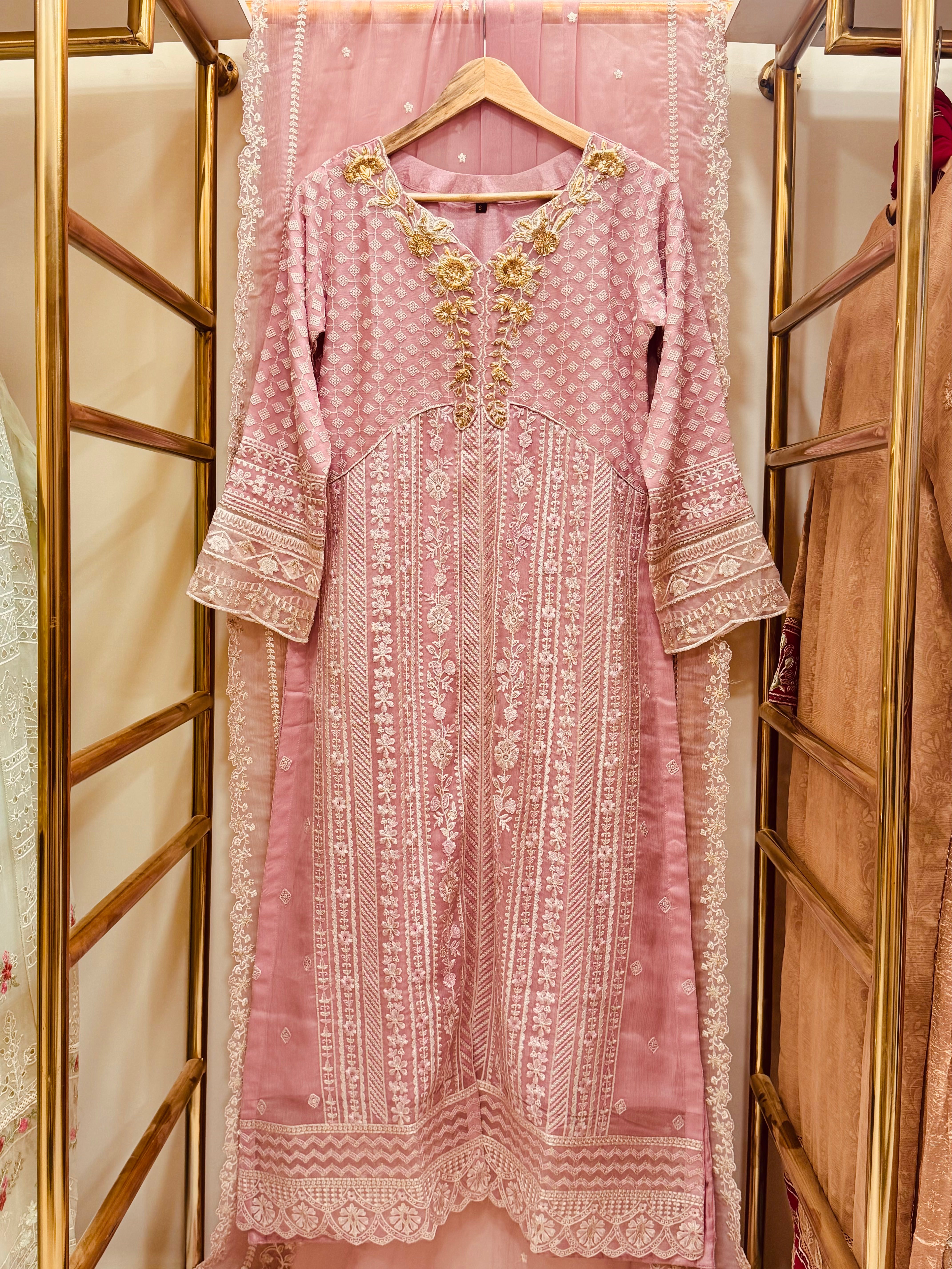3 Piece Embroidered Chiffon Suit