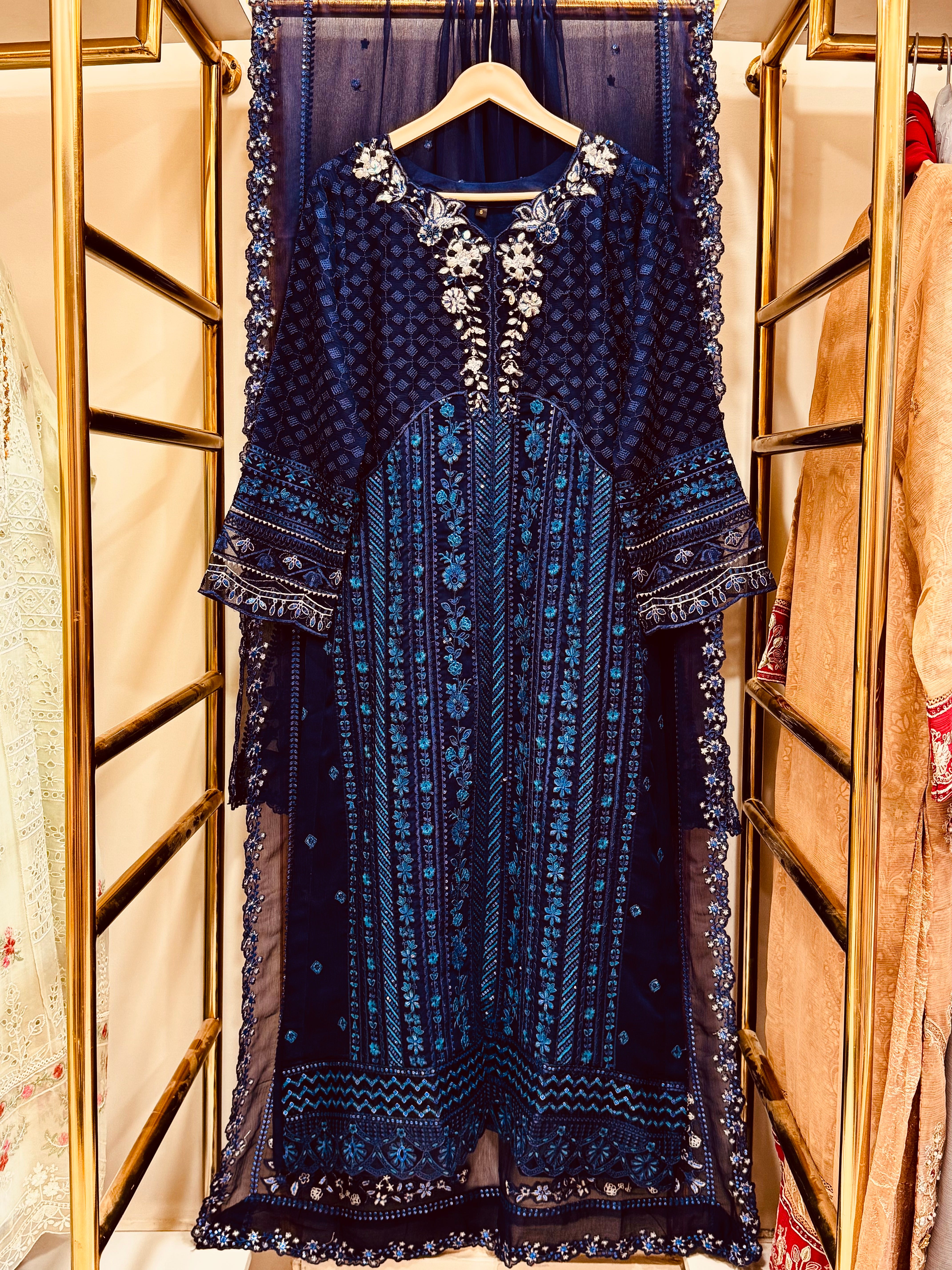 3 Piece Embroidered Chiffon Suit