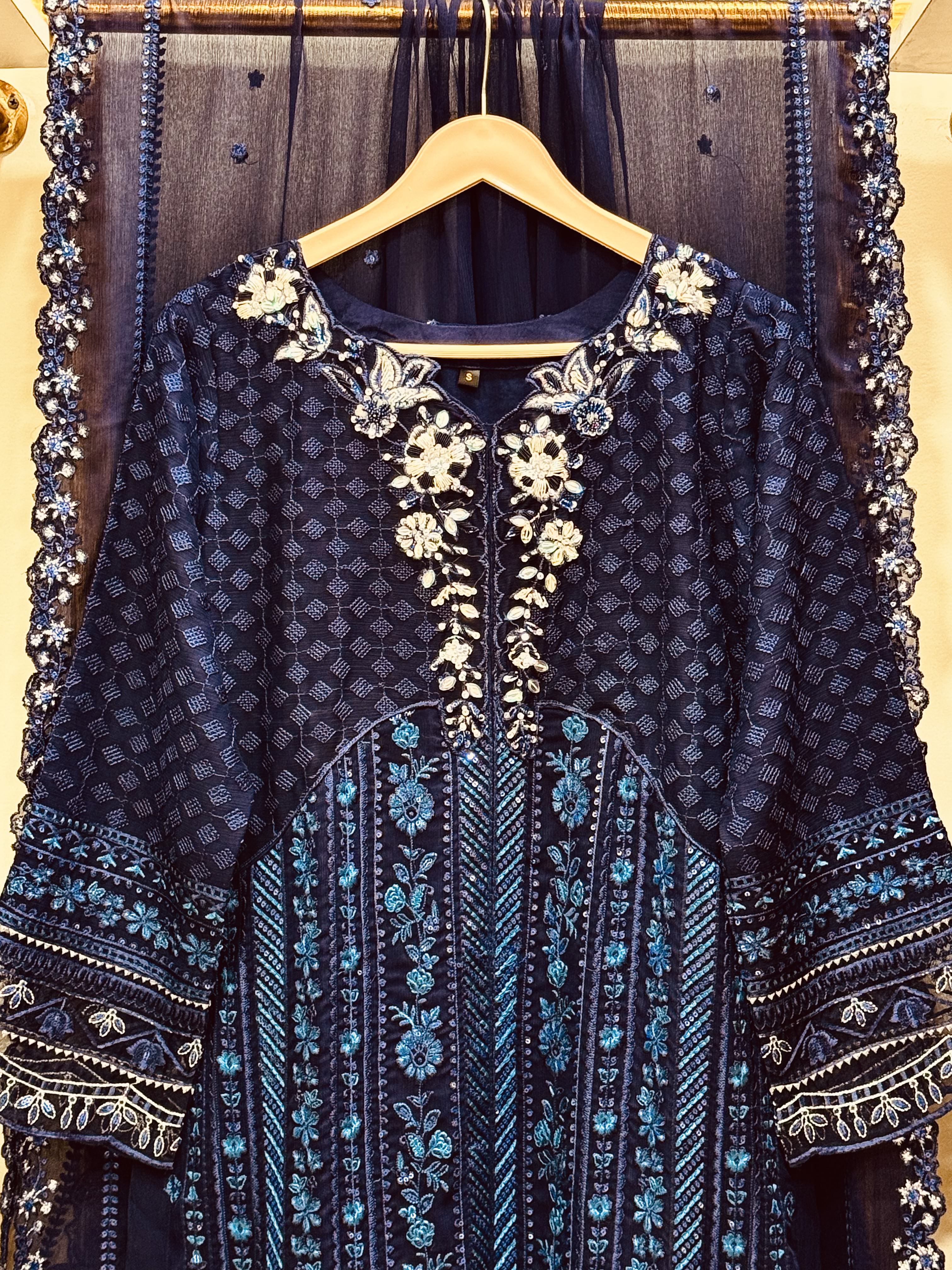 3 Piece Embroidered Chiffon Suit
