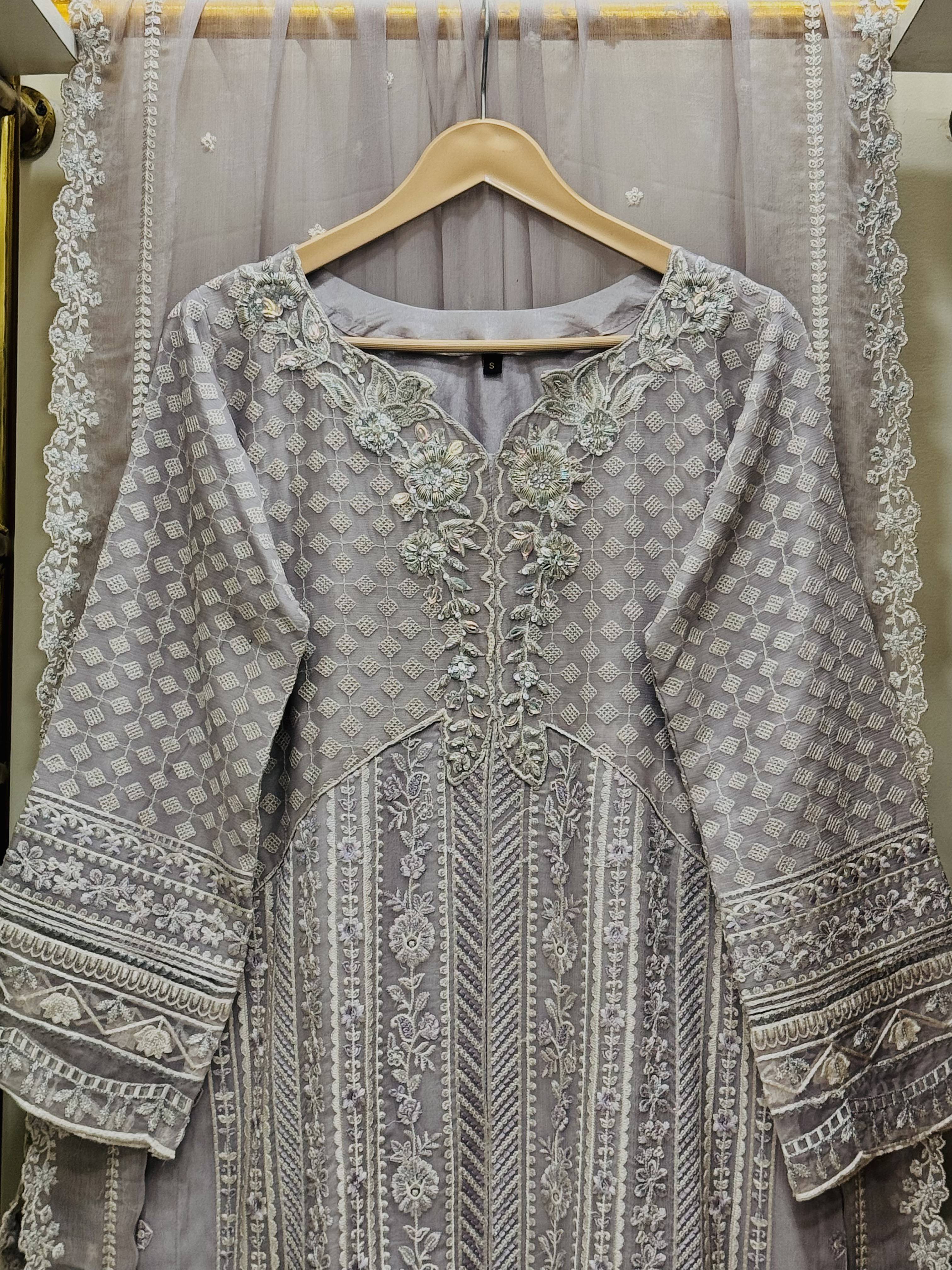 3 Piece Embroidered Chiffon Suit