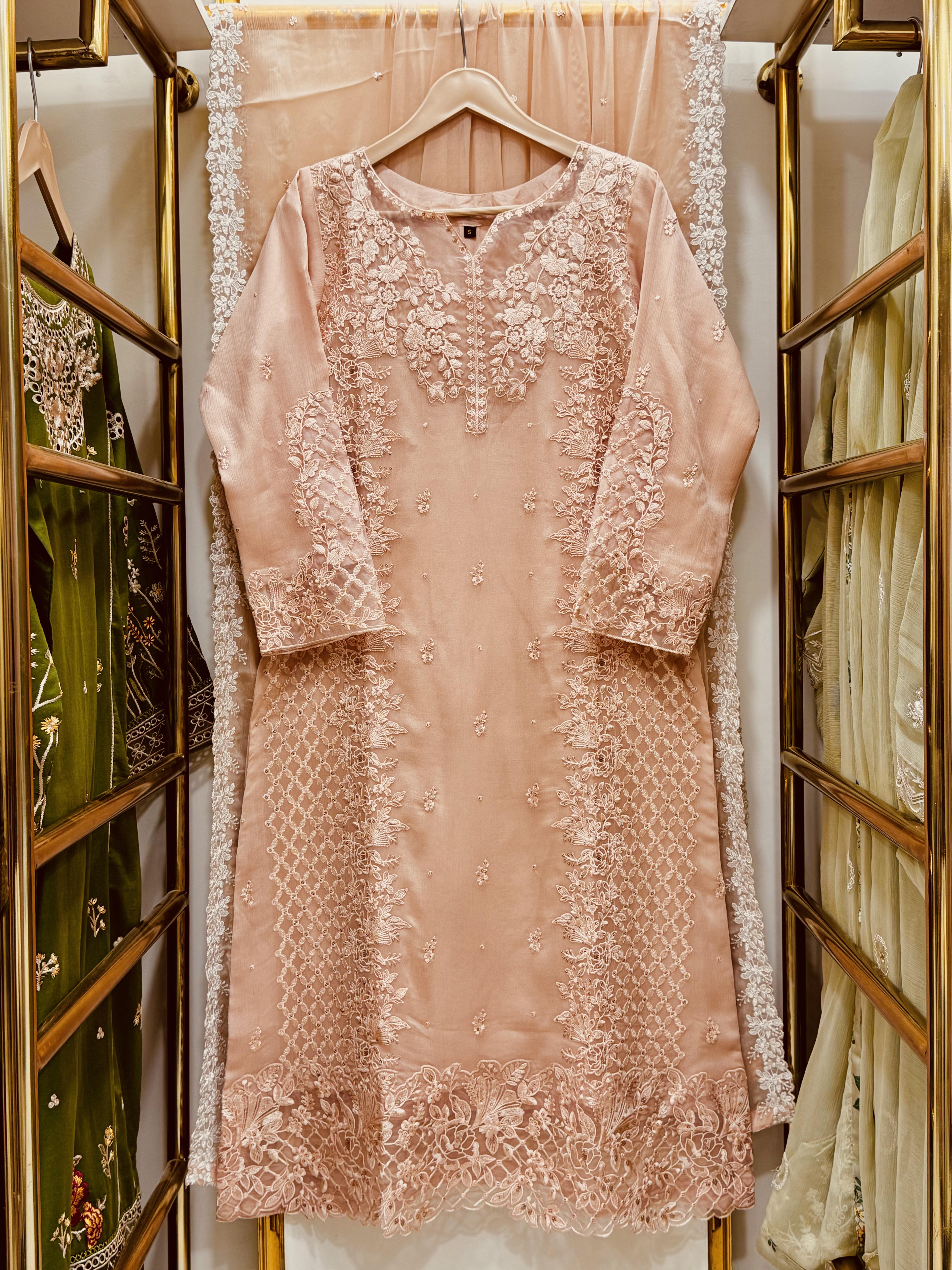 3 Piece Chiffon Embroidered Suit